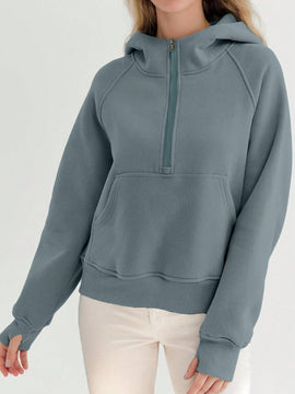 Sudaderas con media cremallera para mujer, sudaderas con capucha cropped, sudaderas de forro polar