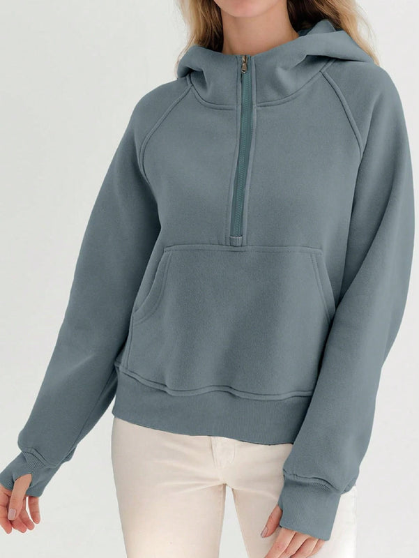Sudaderas con media cremallera para mujer, sudaderas con capucha cropped, sudaderas de forro polar