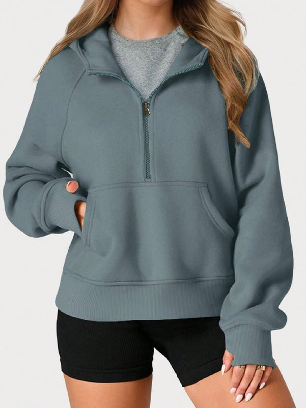 Sudaderas con media cremallera para mujer, sudaderas con capucha cropped, sudaderas de forro polar