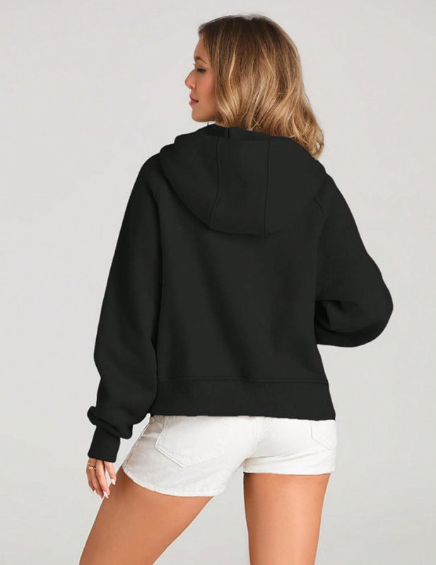 Sudaderas con media cremallera para mujer, sudaderas con capucha cropped, sudaderas de forro polar