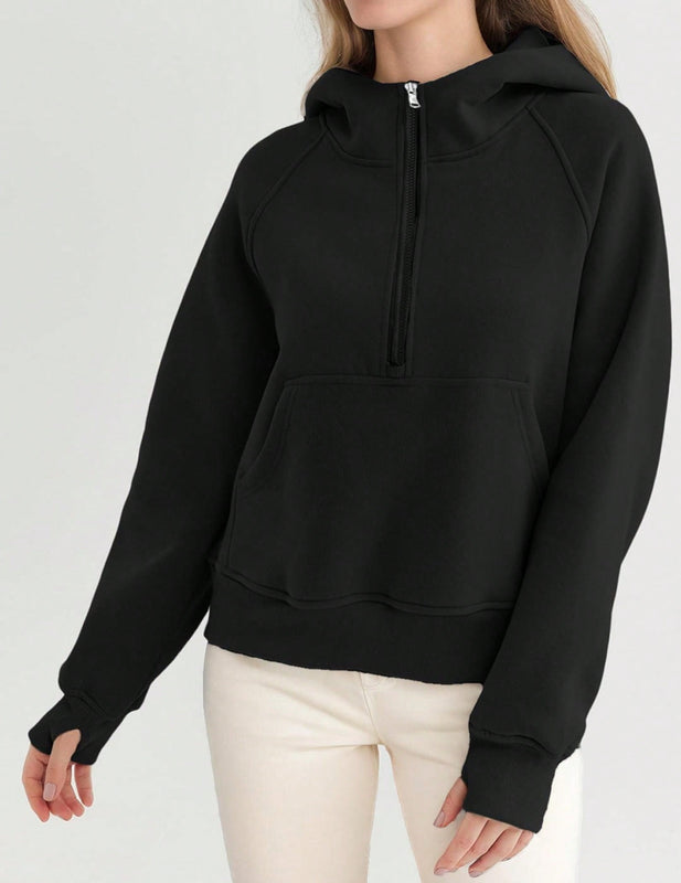 Sudaderas con media cremallera para mujer, sudaderas con capucha cropped, sudaderas de forro polar