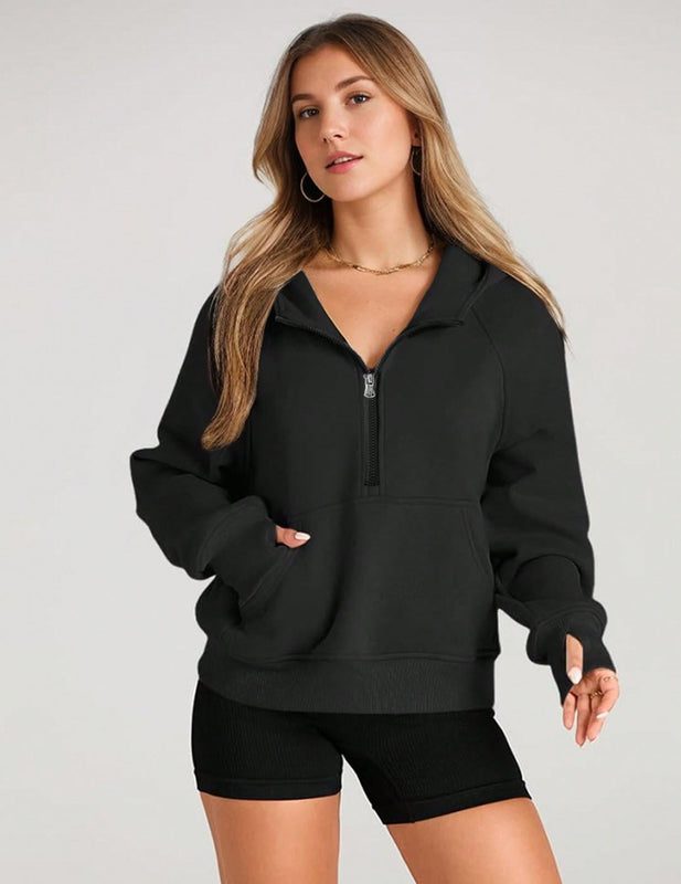 Sudaderas con media cremallera para mujer, sudaderas con capucha cropped, sudaderas de forro polar