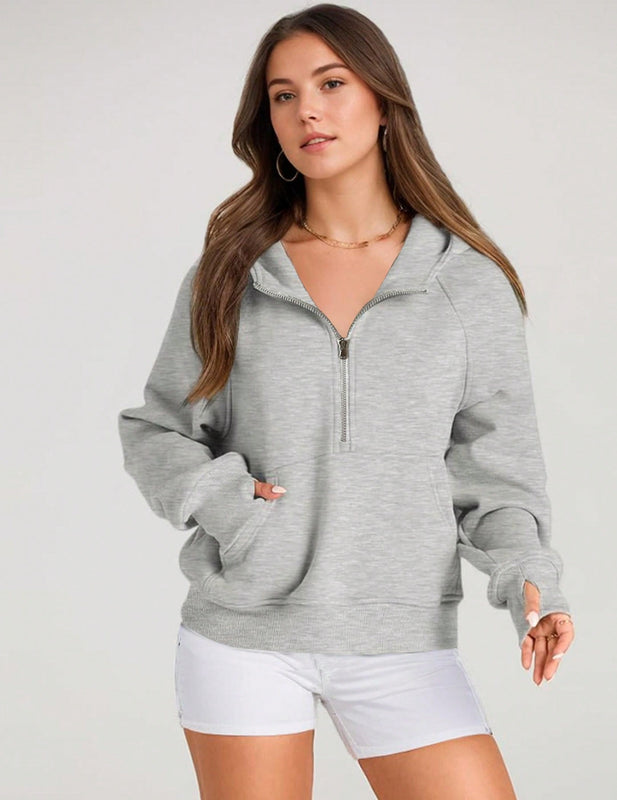 Sudaderas con media cremallera para mujer, sudaderas con capucha cropped, sudaderas de forro polar