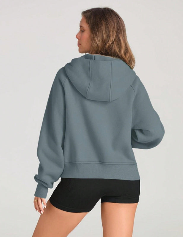 Sudaderas con media cremallera para mujer, sudaderas con capucha cropped, sudaderas de forro polar