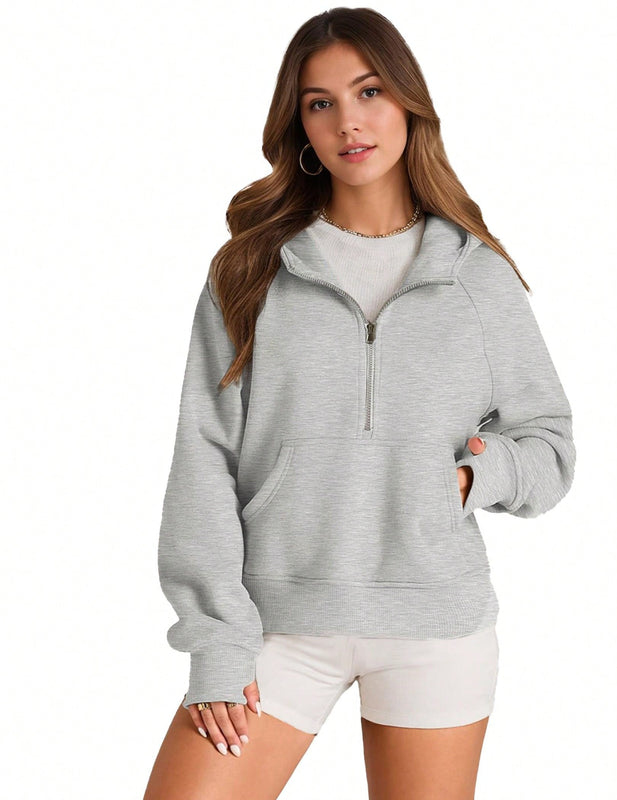Sudaderas con media cremallera para mujer, sudaderas con capucha cropped, sudaderas de forro polar