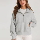 Sudaderas con media cremallera para mujer, sudaderas con capucha cropped, sudaderas de forro polar