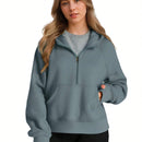 Sudaderas con media cremallera para mujer, sudaderas con capucha cropped, sudaderas de forro polar