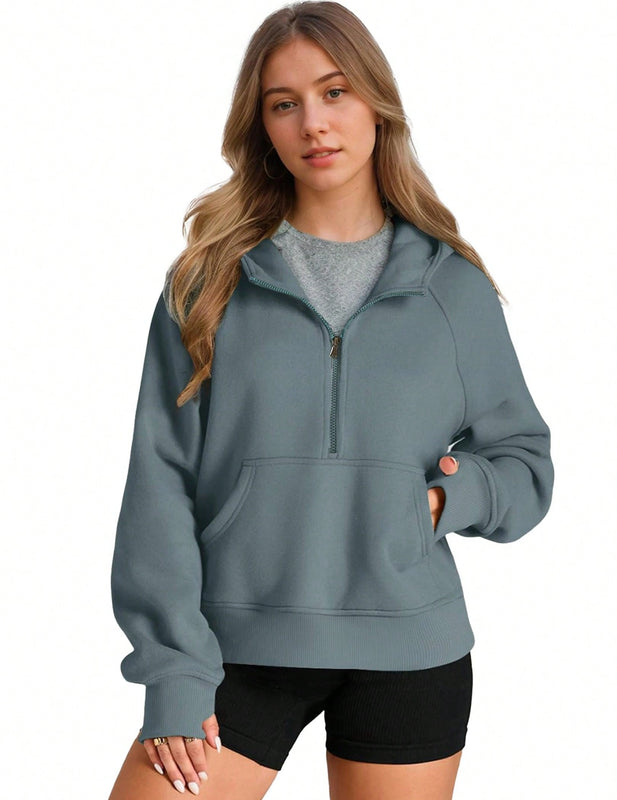 Sudaderas con media cremallera para mujer, sudaderas con capucha cropped, sudaderas de forro polar