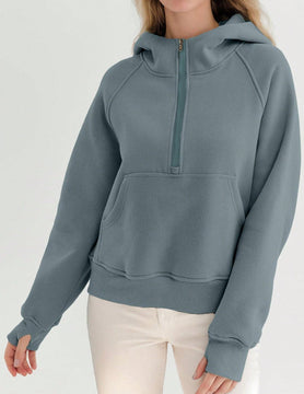 Sudaderas con media cremallera para mujer, sudaderas con capucha cropped, sudaderas de forro polar
