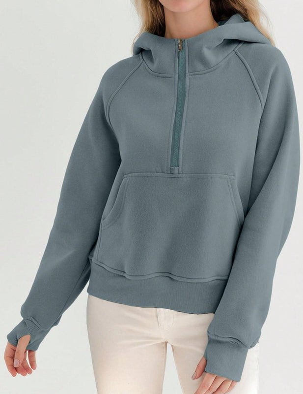 Sudaderas con media cremallera para mujer, sudaderas con capucha cropped, sudaderas de forro polar
