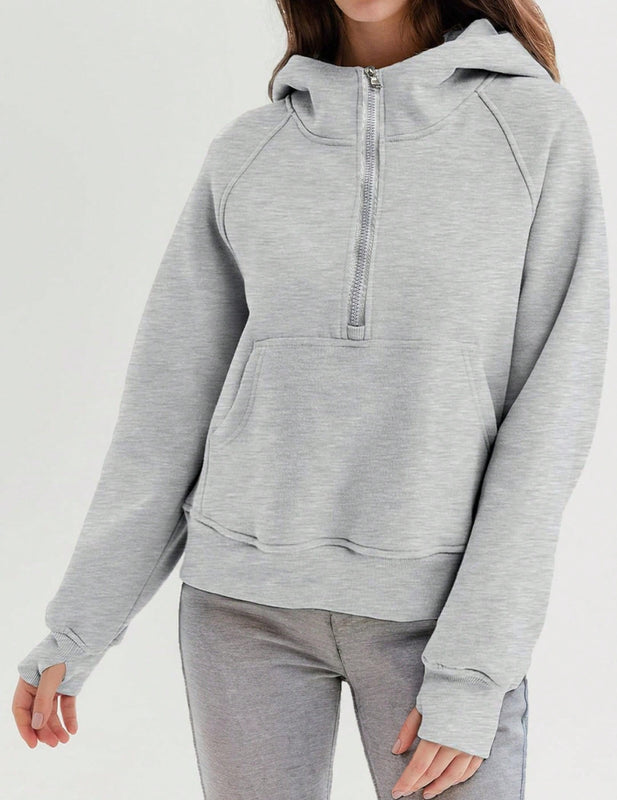 Sudaderas con media cremallera para mujer, sudaderas con capucha cropped, sudaderas de forro polar