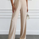 Tall pantalones informales de cintura alta y pierna ancha de unicolor con bolsillos sesgados de cottnline