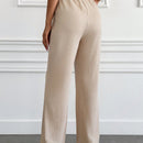 Tall pantalones informales de cintura alta y pierna ancha de unicolor con bolsillos sesgados de cottnline