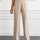 Tall pantalones informales de cintura alta y pierna ancha de unicolor con bolsillos sesgados de cottnline
