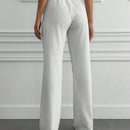 Tall pantalones informales de cintura alta y pierna ancha de unicolor con bolsillos sesgados de cottnline