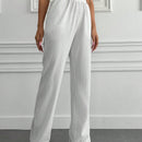 Tall pantalones informales de cintura alta y pierna ancha de unicolor con bolsillos sesgados de cottnline