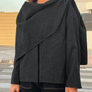 Essnce chaqueta de lana negra holgada y versatil para uso casual y de aeropuerto, diseno de bufanda de una pieza, chaqueta de cardigan corta de lana calida para el invierno, tendencia de moda otono 2024