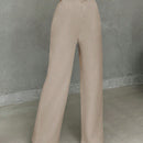 Pantalones casuales de mujer con cintura elastica de cordon y ajuste holgado con bolsillos inclinados