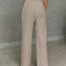 Pantalones casuales de mujer con cintura elastica de cordon y ajuste holgado con bolsillos inclinados