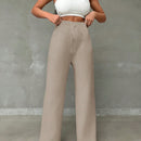Pantalones casuales de mujer con cintura elastica de cordon y ajuste holgado con bolsillos inclinados