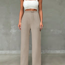 Pantalones casuales de mujer con cintura elastica de cordon y ajuste holgado con bolsillos inclinados
