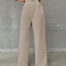 Pantalones casuales de mujer con cintura elastica de cordon y ajuste holgado con bolsillos inclinados