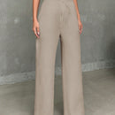 Pantalones casuales de mujer con cintura elastica de cordon y ajuste holgado con bolsillos inclinados