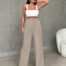 Pantalones casuales de mujer con cintura elastica de cordon y ajuste holgado con bolsillos inclinados