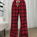 Essnce pantalones rectos y holgados con cintura de cordon a cuadros para mujer