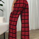 Essnce pantalones rectos y holgados con cintura de cordon a cuadros para mujer