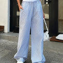 Pantalones de mujer con cintura de doble capa a rayas