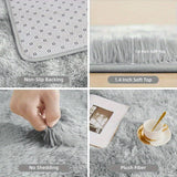 Alfombra Ovalada de Piel Sintética Azul Claro Lujosa - Ultra Suave, Antideslizante de Poliéster para Dormitorio, Sala de Estar y Decoración de Hotel | Lavable a Mano, Alfombra Multifuncional de Peluche