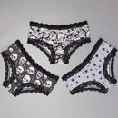 Dircho 3 piezas bikinis goticos sexys y elegantes de tiro bajo para mujer - encaje en contraste, estampado de rosas, calaveras y estrellas en todo el diseno, bragas tipo hipster comodas para mujer - lenceria y ropa interior de halloween