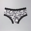Dircho 3 piezas bikinis goticos sexys y elegantes de tiro bajo para mujer - encaje en contraste, estampado de rosas, calaveras y estrellas en todo el diseno, bragas tipo hipster comodas para mujer - lenceria y ropa interior de halloween
