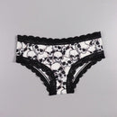 Dircho 6 piezas mujer braguitas goticas sexy y bonitas con estampado todo sobre de rosas, calaveras y esqueletos, de encaje - suave, sin costuras y elastico - lujoso confort para la coleccion de lenceria femenina