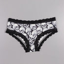 Dircho 6 piezas mujer braguitas goticas sexy y bonitas con estampado todo sobre de rosas, calaveras y esqueletos, de encaje - suave, sin costuras y elastico - lujoso confort para la coleccion de lenceria femenina