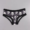 Dircho 6 piezas mujer braguitas goticas sexy y bonitas con estampado todo sobre de rosas, calaveras y esqueletos, de encaje - suave, sin costuras y elastico - lujoso confort para la coleccion de lenceria femenina