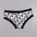 Dircho 6 piezas mujer braguitas goticas sexy y bonitas con estampado todo sobre de rosas, calaveras y esqueletos, de encaje - suave, sin costuras y elastico - lujoso confort para la coleccion de lenceria femenina