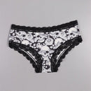 Dircho 6 piezas mujer braguitas goticas sexy y bonitas con estampado todo sobre de rosas, calaveras y esqueletos, de encaje - suave, sin costuras y elastico - lujoso confort para la coleccion de lenceria femenina