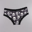 Dircho 6 piezas mujer braguitas goticas sexy y bonitas con estampado todo sobre de rosas, calaveras y esqueletos, de encaje - suave, sin costuras y elastico - lujoso confort para la coleccion de lenceria femenina
