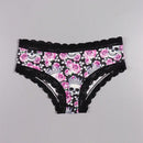 Dircho 6 piezas mujer braguitas goticas sexy y bonitas con estampado todo sobre de rosas, calaveras y esqueletos, de encaje - suave, sin costuras y elastico - lujoso confort para la coleccion de lenceria femenina