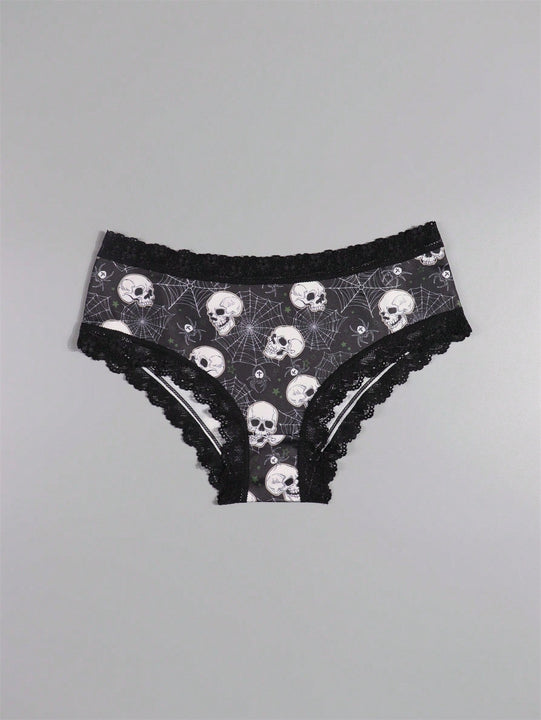 Dircho 10 piezas de bikinis de estilo gotico bajo para mujeres - encaje con contraste, estampados de calaveras, ojos y estrellas de halloween, comodos pantalones tipo hipster - lenceria y ropa interior de halloween - comoda, estilos surtidos, idea de