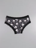 Dircho 10 piezas de bikinis de estilo gotico bajo para mujeres - encaje con contraste, estampados de calaveras, ojos y estrellas de halloween, comodos pantalones tipo hipster - lenceria y ropa interior de halloween - comoda, estilos surtidos, idea de