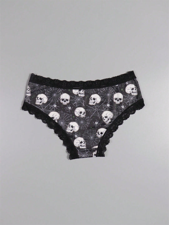 Dircho 10 piezas de bikinis de estilo gotico bajo para mujeres - encaje con contraste, estampados de calaveras, ojos y estrellas de halloween, comodos pantalones tipo hipster - lenceria y ropa interior de halloween - comoda, estilos surtidos, idea de