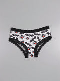 Dircho 10 piezas de bikinis de estilo gotico bajo para mujeres - encaje con contraste, estampados de calaveras, ojos y estrellas de halloween, comodos pantalones tipo hipster - lenceria y ropa interior de halloween - comoda, estilos surtidos, idea de