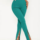 Sxy pantalones largos informales de unicolor con dobladillo dividido para mujeres