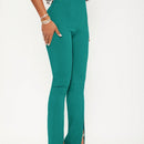 Sxy pantalones largos informales de unicolor con dobladillo dividido para mujeres