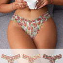 Conjunto de tanga de encaje con estampado de fresa