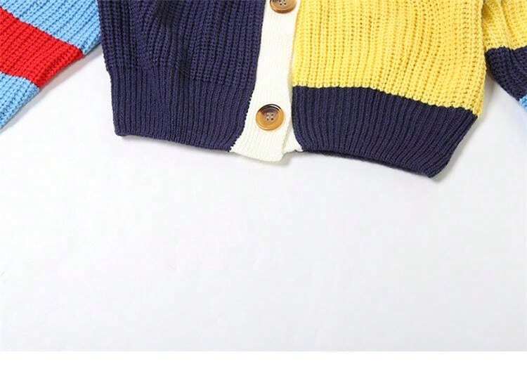 Chaqueta de punto con botones de estilo casual, colorida y con letra, chaqueta de punto de moda, ropa urbana de tendencia