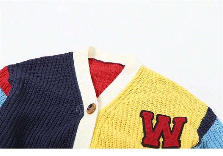 Chaqueta de punto con botones de estilo casual, colorida y con letra, chaqueta de punto de moda, ropa urbana de tendencia